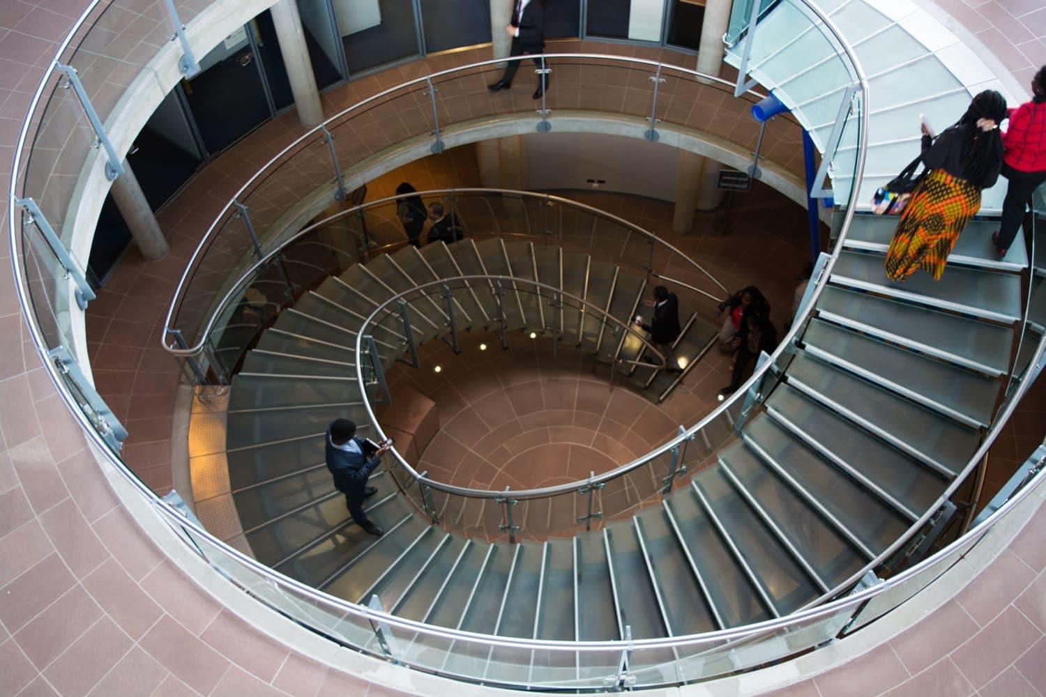 ReadTrips law students on a spiral staircase during a study visit in France