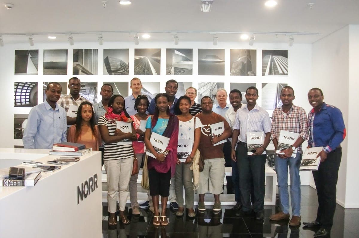 Kenyan architecture students on a study visit to an architecture firm in Dubai