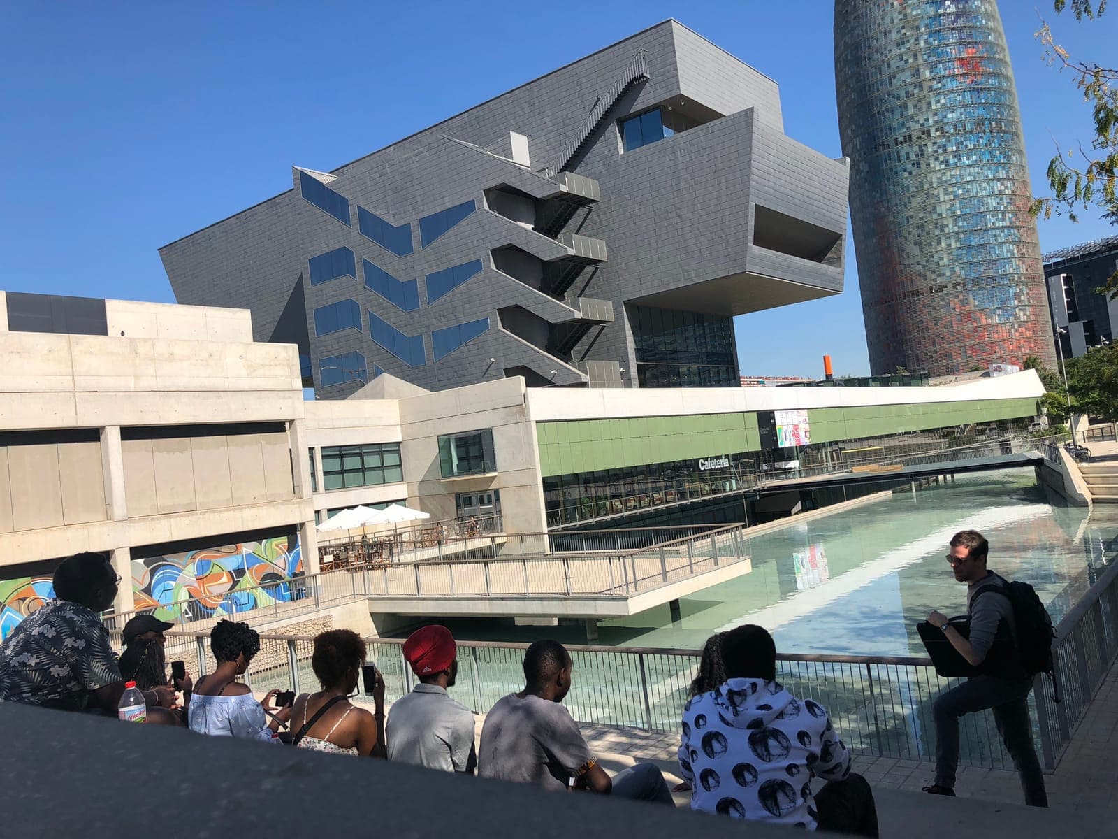 ReadTrips students outside the Disseny Hub design museum in Barcelona